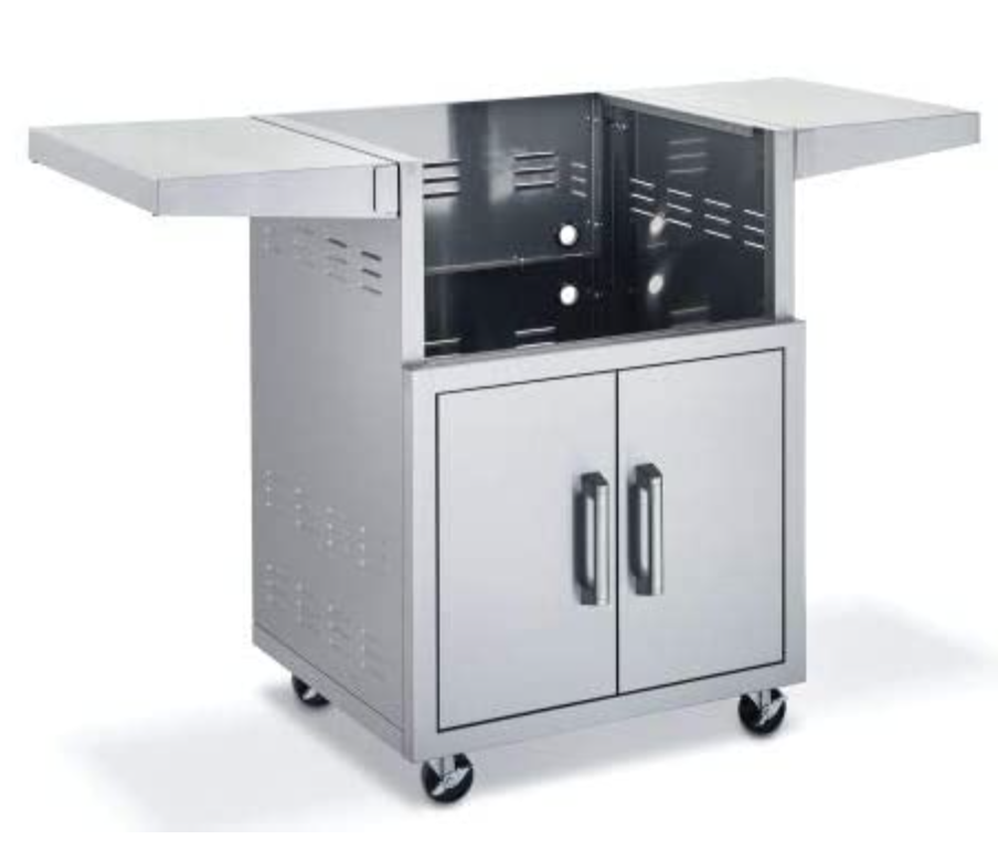 Broilmaster Stainless Steel Cart for 26-in. Grill with 2 Doors and Fold-Down Side Shelves BSACT26