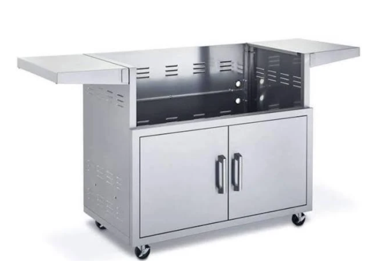 Broilmaster Stainless Steel Cart for 42-in. Grill with 2 Doors and Fold-Down Side Shelves BSACT42