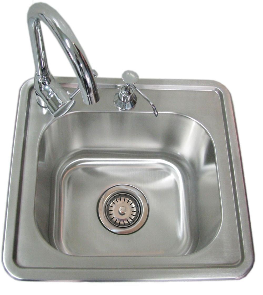 SUNSTONE 17 INCH Single Drop In Sink W/ Hot/Cold water Faucet #A-SS17