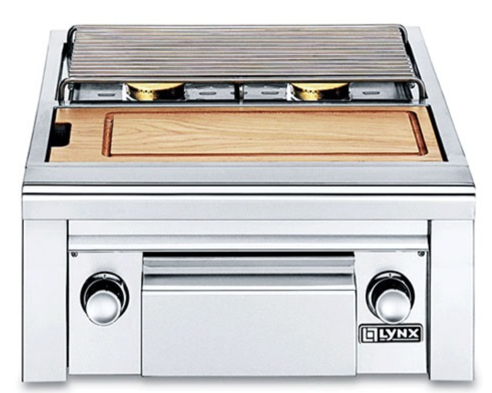 LYNX PROFESSIONAL Double Side Burner with integral prep center for built-in application LSB2PC-1
