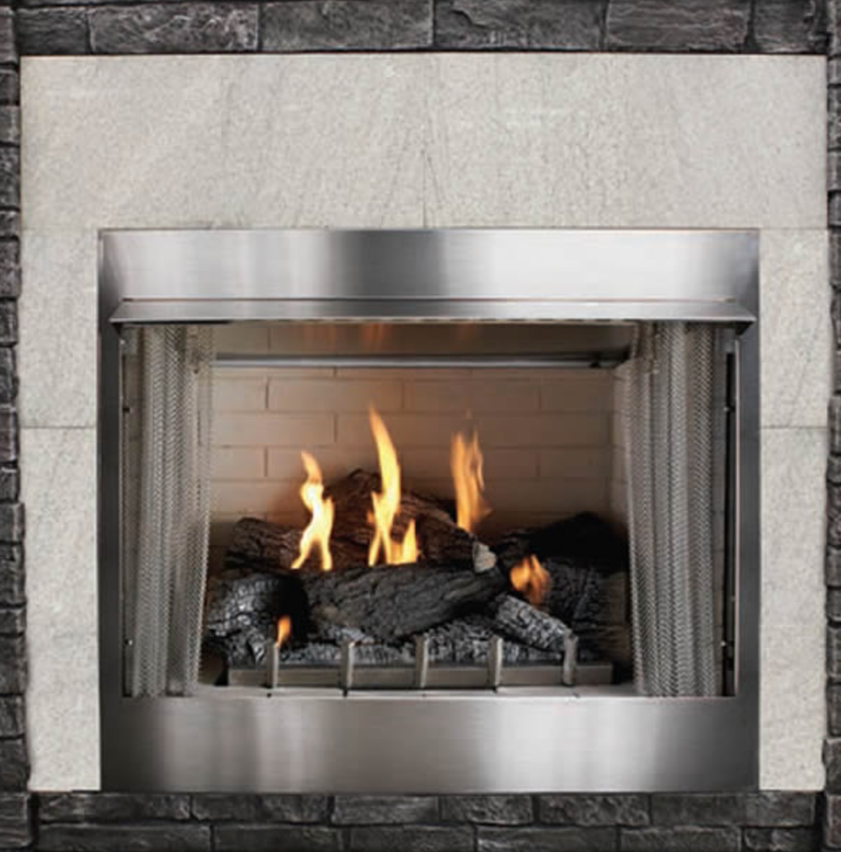 Empire Carol Rose 42" Traditional Vent Free Stainless Steel Outdoor Fireplace #OP42FP