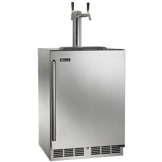 Perlick 24" Signature Series Outdoor Beer Dispenser 2 Tap With Stainless Steel Solid Door Hinge Right - HP24T0-4-1R2