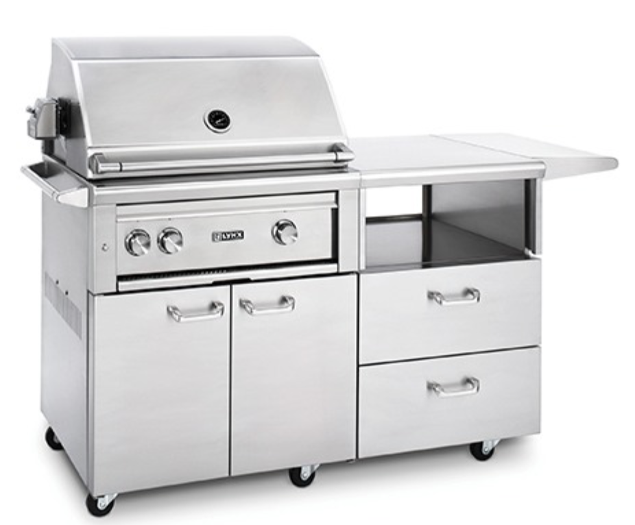 LYNX PROFESSIONAL 30" Grill 1 Trident Sear Burner with Rotisserie on Mobile Kitchen Cart L30TR-M