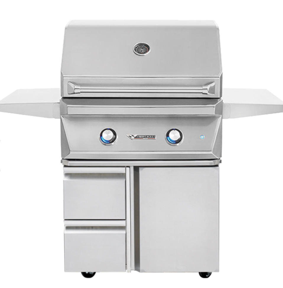 Twin Eagles 30" Grill WITH Rotisserie and DELUXE Double Drawers and single door cart base TEBQ30R-C & TEGB30SD-B