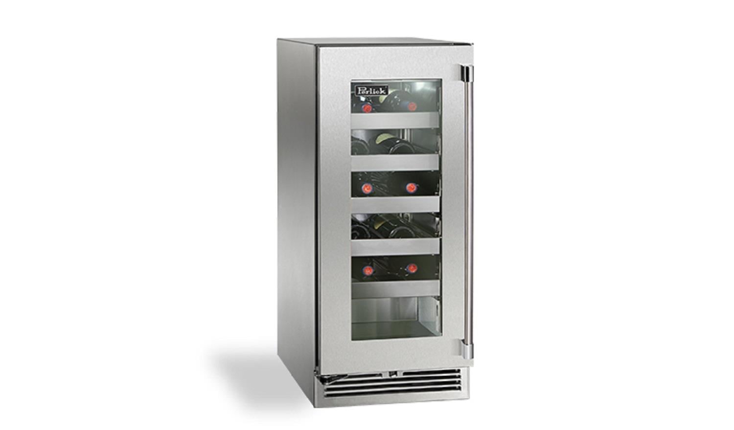 Perlick 15" Signature Series Outdoor Wine Reserve With Stainless Steel Glass Door Hinge Right - HP15WO-4-3R