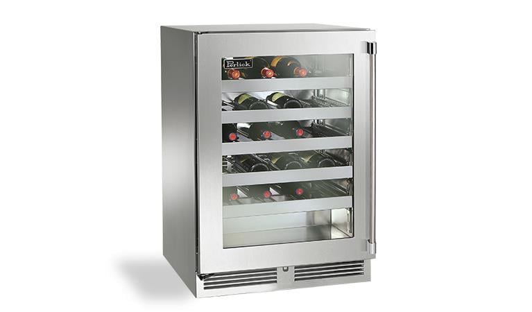 Perlick 24" Signature Series Outdoor Single- Zone Wine Reserve With Stainless Steel Glass Door Hinge Right -HP24WO-4-3R