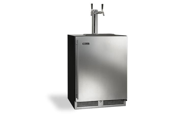Perlick 24" C Series Indoor Beer Dispenser Two Tap With Stainless Steel Door Hinge Left - HC24TB-4-1L2