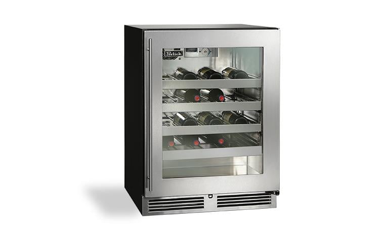 Perlick 24" ADA Compliant Indoor Single Zone Wine Reserve with Stainless Steel Glass Door- Hinge Left - HA24WB-4-3L