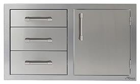 Alfresco 32-Inch Stainless Steel right-Hinged Soft-Close Door & Triple Drawer Combo - AXE-DDC-L-SC