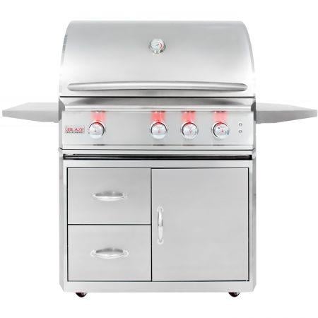 BLAZE PROFESSIONAL 34-INCH 3 BURNER  GAS GRILL WITH REAR INFRARED BURNER ON CART - BLZ-3PRO + BLZ-3PRO-Cart (BLZ-3PRO + BLZ-3PRO-Cart)