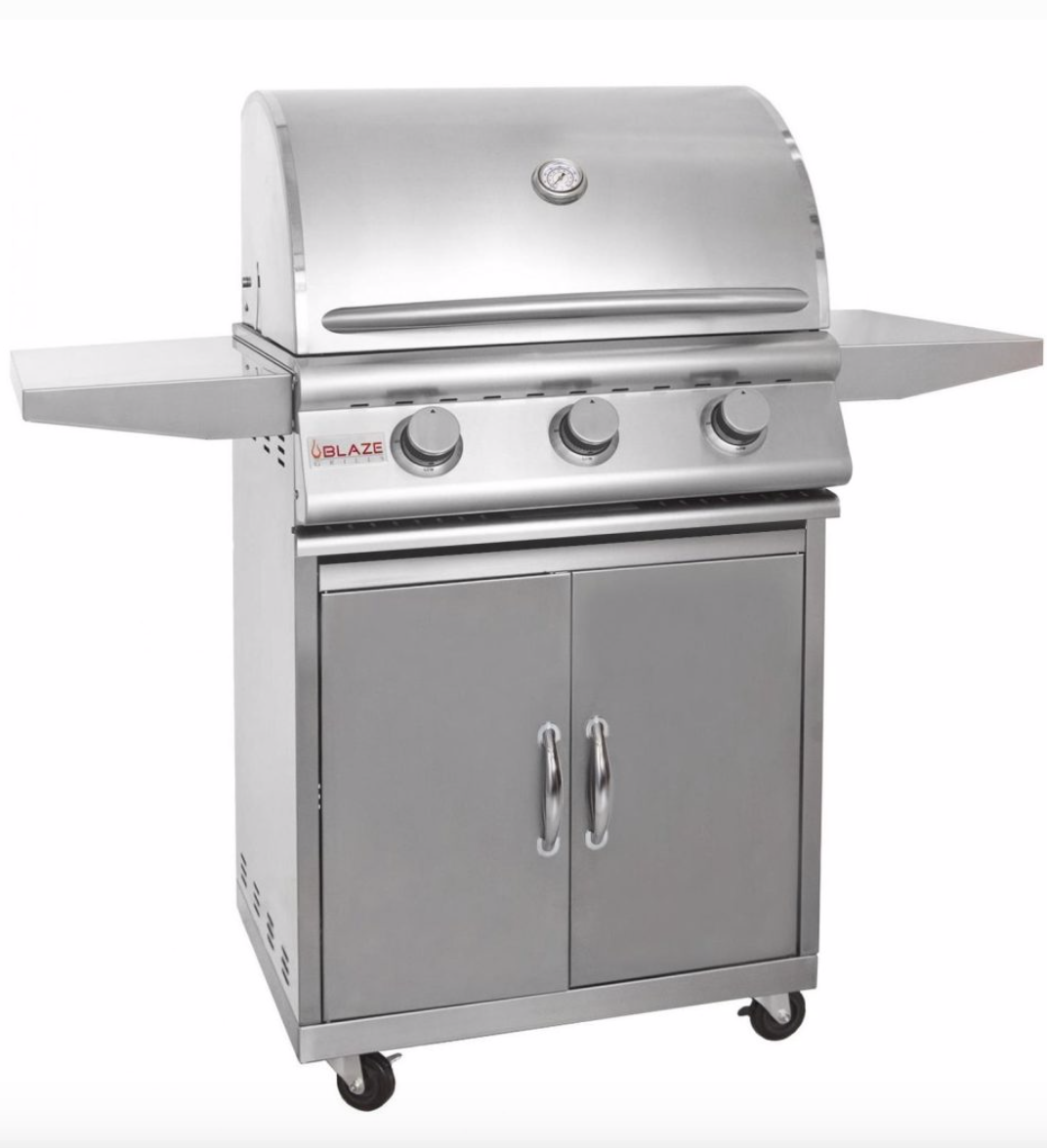 BLAZE 25 INCH 3-BURNER GRILL ON CART (BLZ-3-LBM + BLZ-3-CART)