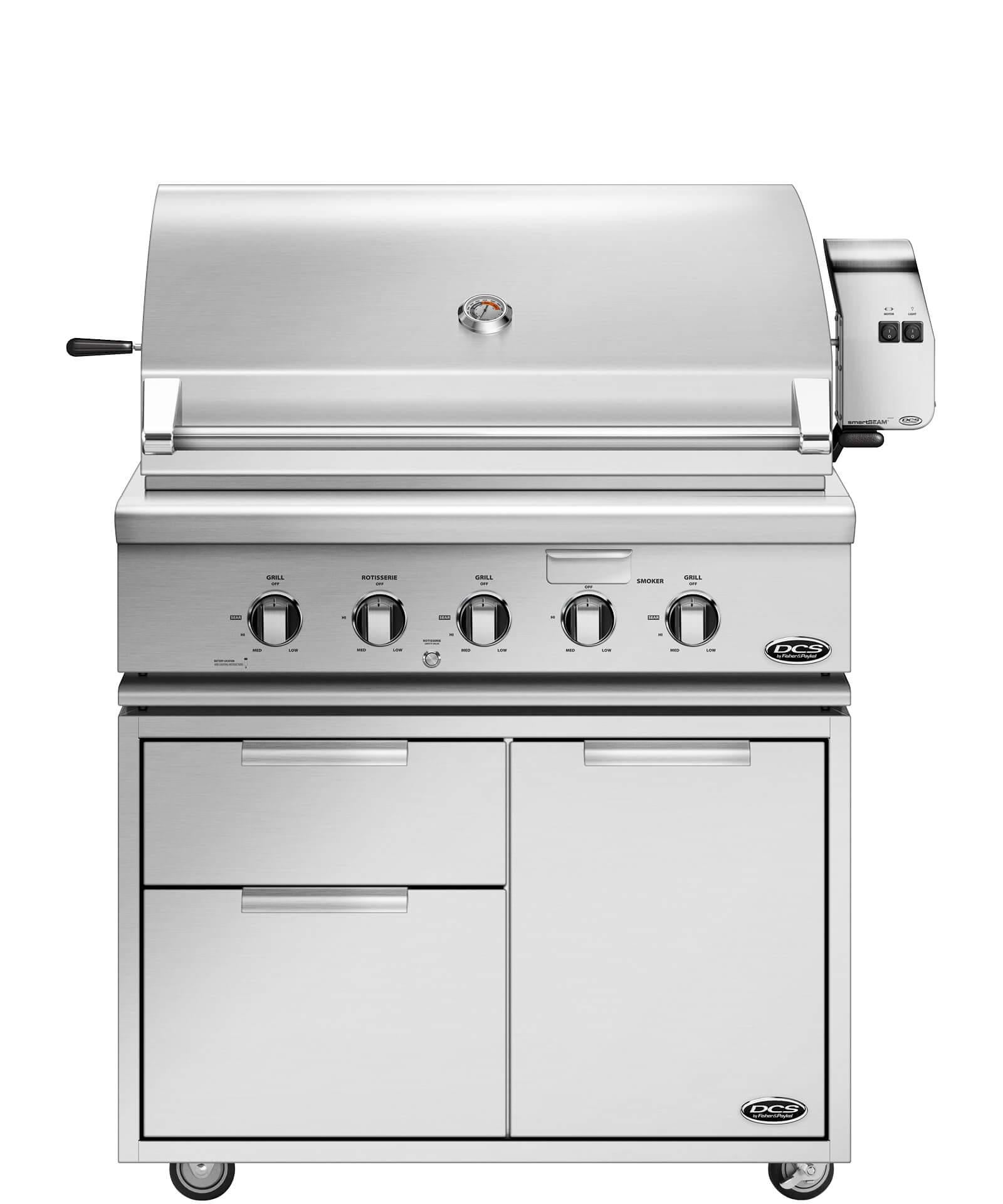 DCS 36" GAS GRILL WITH ROTISSERIE ON CART #BH1-36R+CAD136
