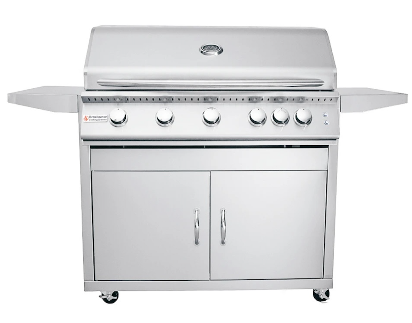 RCS PREMIER SERIES 40" STAINLESS STEEL  GRILL WITH REAR BURNER ON CART AND BLUE LED LIGHTS -  RJC40AL + RJCLC