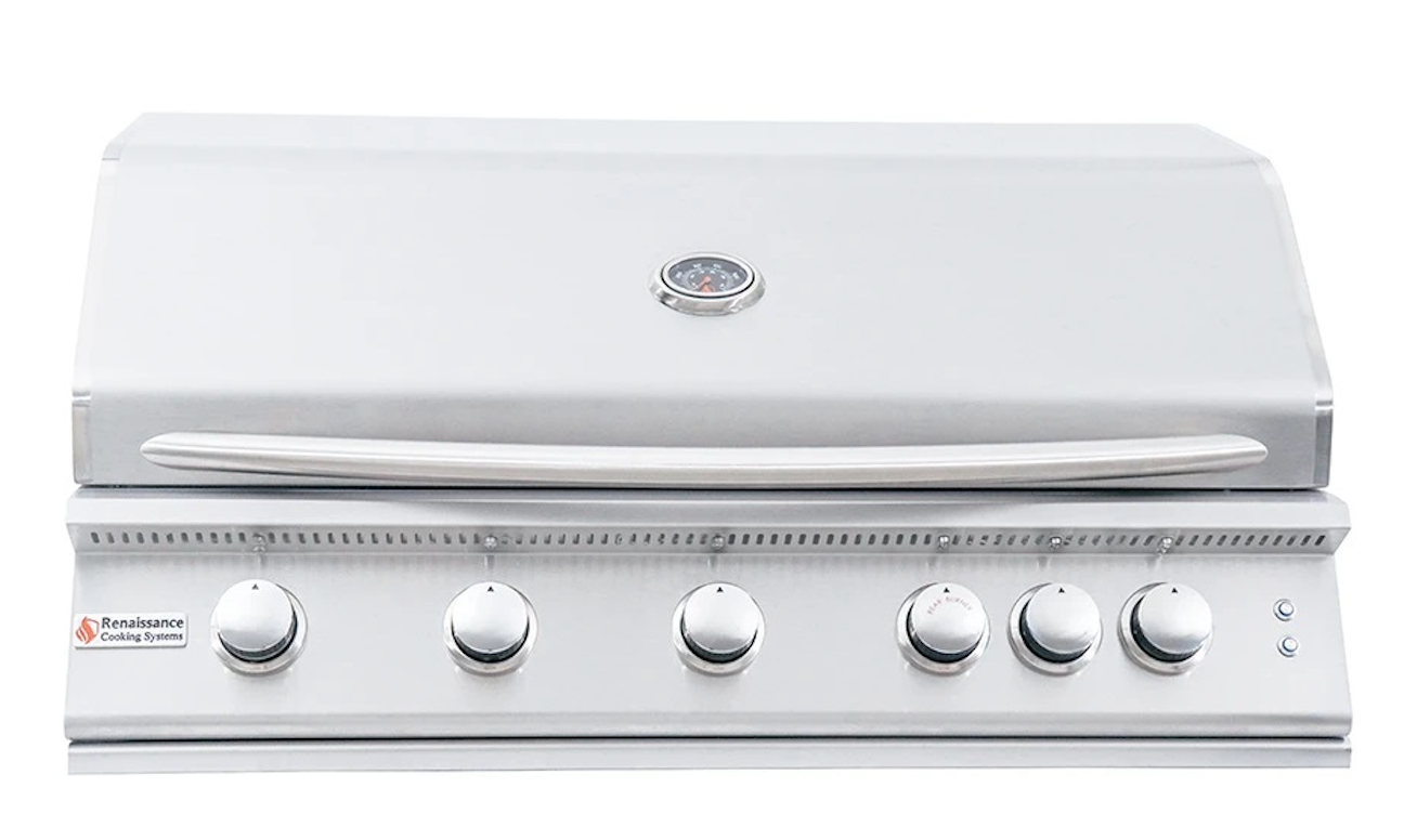 RCS PREMIER SERIES 40" STAINLESS STEEL BUILT IN GRILL WITH REAR BURNER AND BLUE LED LIGHTS - RJC40AL
