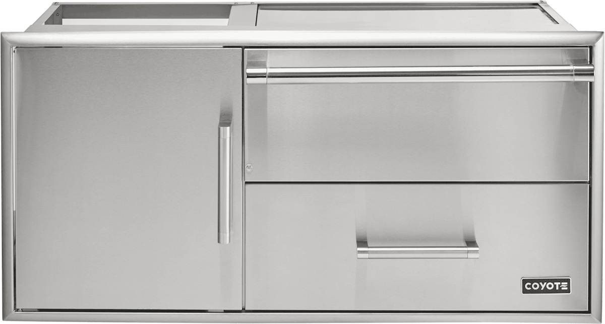 Coyote 42" Access Door with Storage & Warming Drawer Combo C3-CDWD