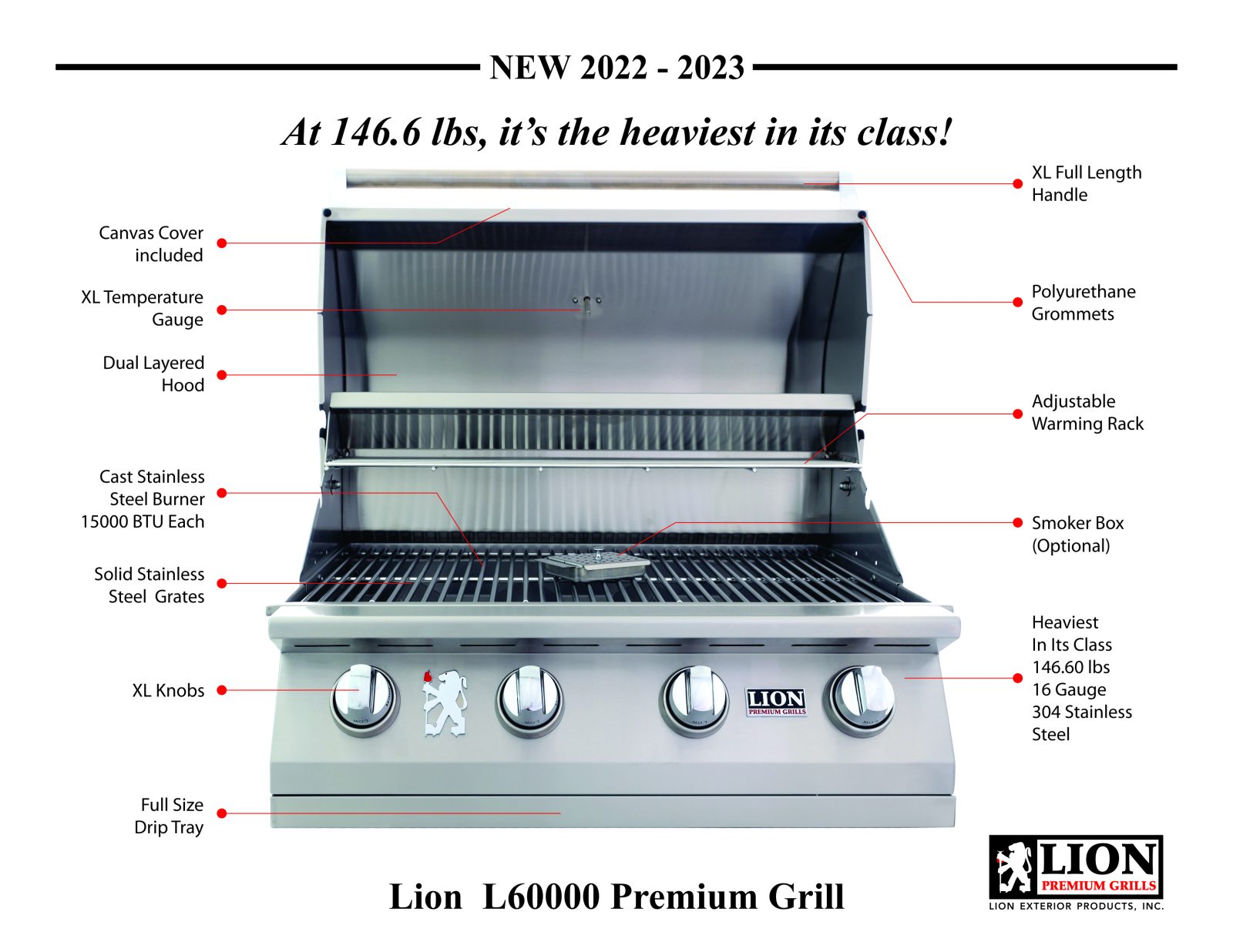 Lion L60000 32" Built-In Gas Grill — Liquid Propane (L60000-LP)