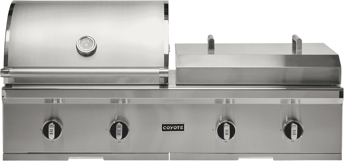 Coyote 50" Combo Gas & Flat Top NG Grill on Cart C3CO50NG-FS