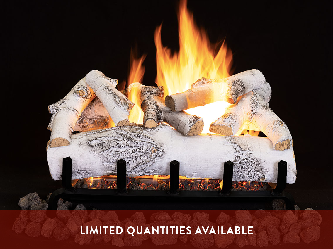 Superior Ashton White Birch Vented Gas Log Set — Dual-Burner