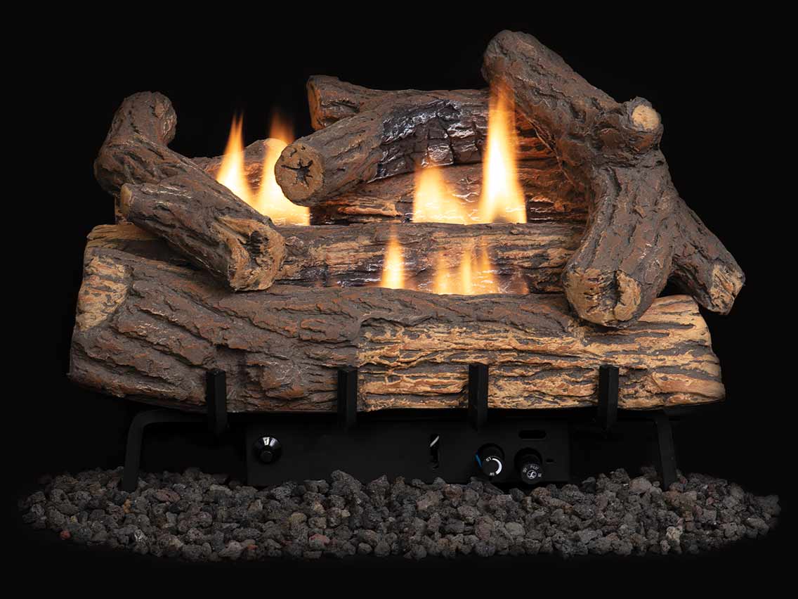 Superior Golden Oak Vent-Free Gas Log Set — Double-Flame