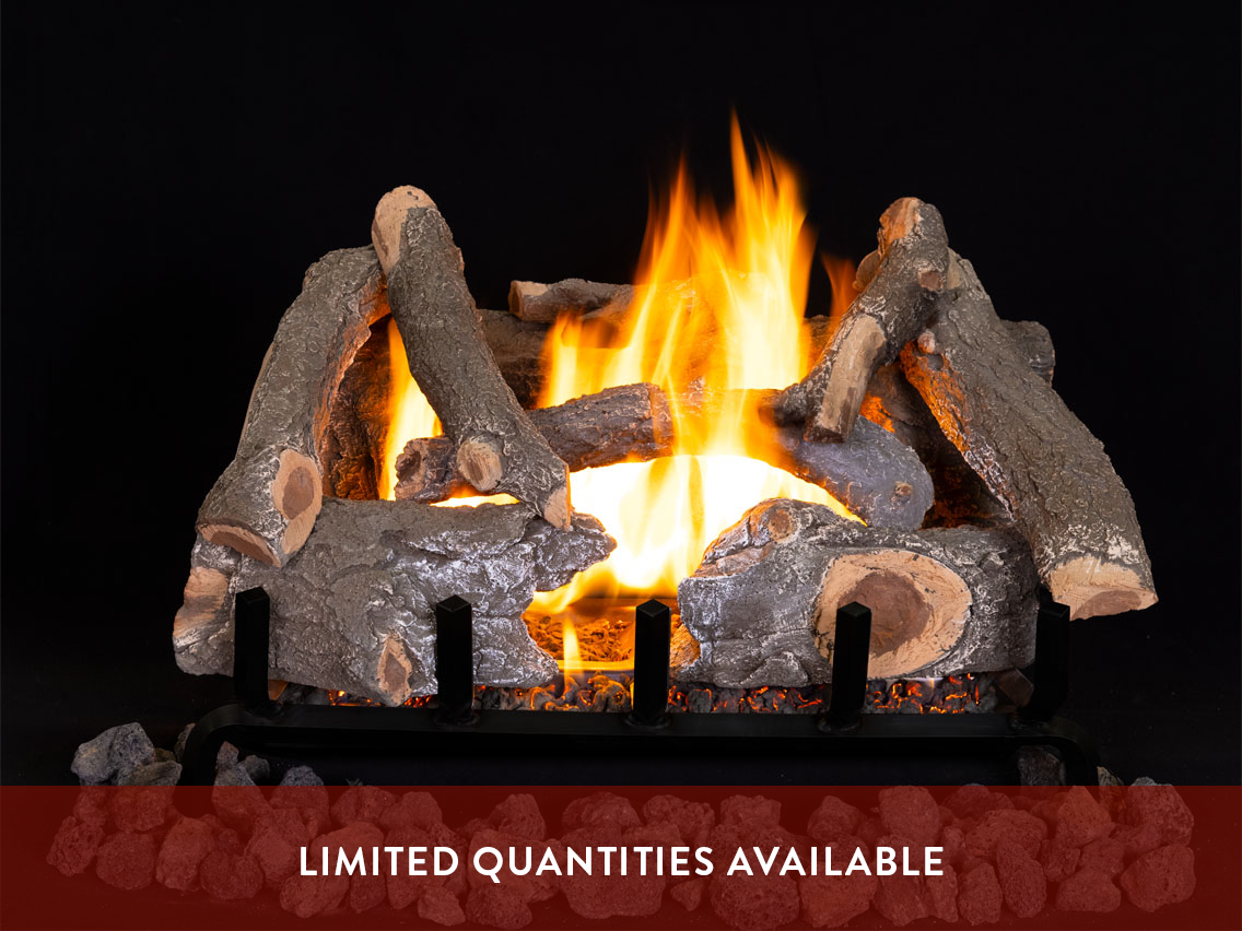 Superior Ozark Charred Oak Vented Gas Log Set — Dual-Burner