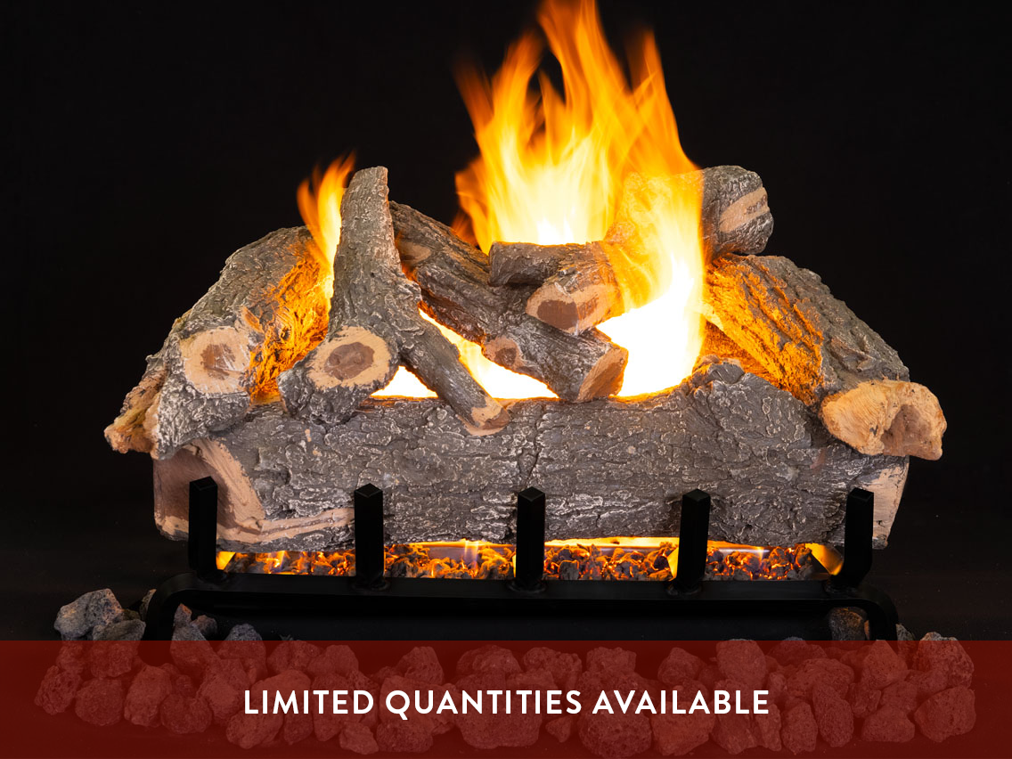 Superior Smoky Weathered Oak Vented Gas Log Set — Dual-Burner